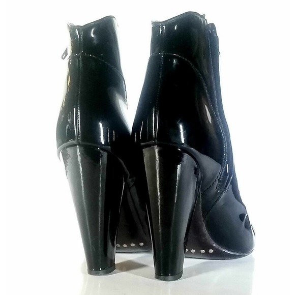 H5 NEW BURBERRY Black Patent Leather Side Zip Hi Heel Cap Toe Boots Sz 36.5 $695 - Picture 3 of 6